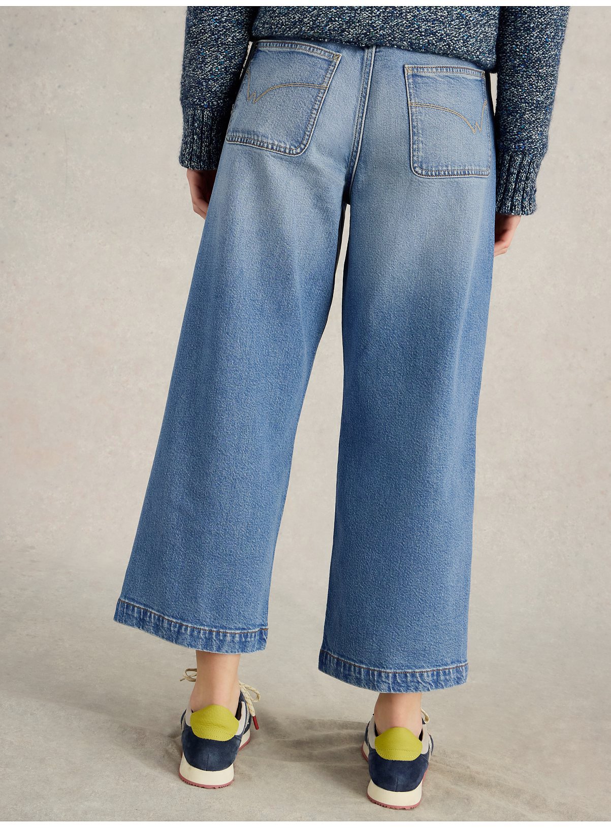 WHITE STUFF Tia Wide Leg Crop Jean Mid Denim 8 - Image 2 thumbnail